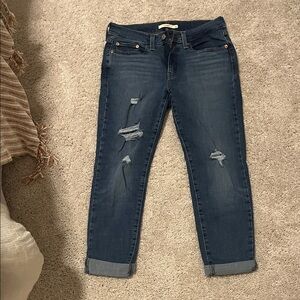 Stylish Blue Boyfriend Distressed Women Jeans